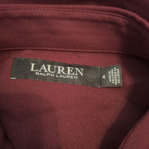 Lauren Ralph Lauren- Women’s Wine Tie-Front Dress - Size 4 - Picture 10 of 11